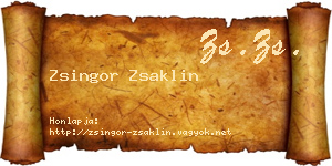 Zsingor Zsaklin névjegykártya
